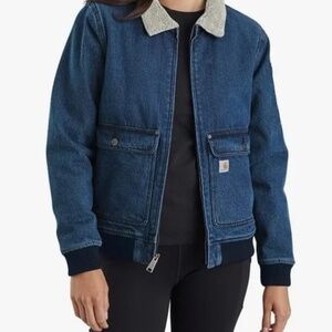 Carhartt Women's Women's Relaxed Fit Denim Sherpa-Lined Jacket Size Medium 8-10